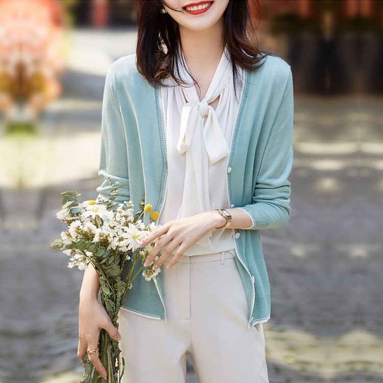 Knitted Casual Cotton-Blend Outerwear