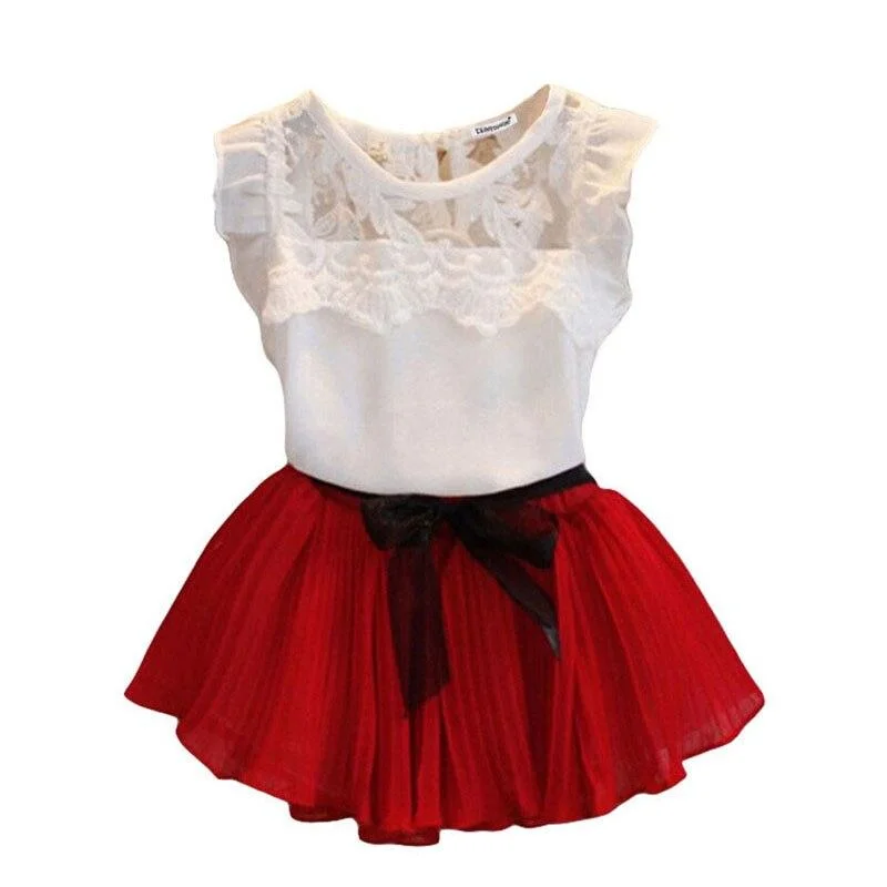 Summer Toddler Girls Cute Sets Costumes For Kids T-Shirt Tutu Skirt 2pcs Sport Suit Children Clothing Outfit 3 4 5 6 7 8 Year