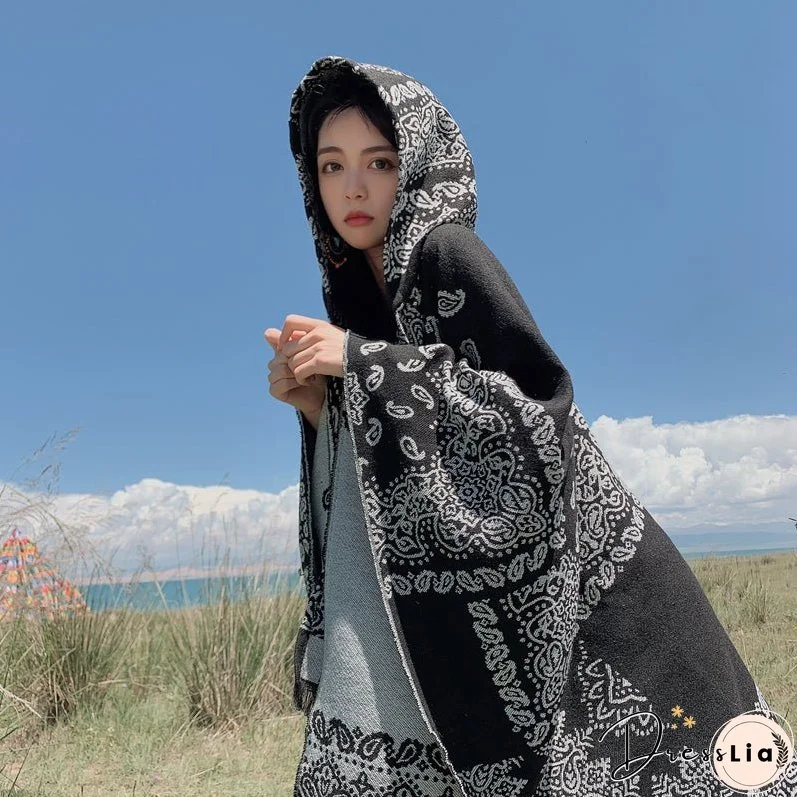 The New Dual-purpose Tibetan and National Style Scarf In Autumn and Winter.