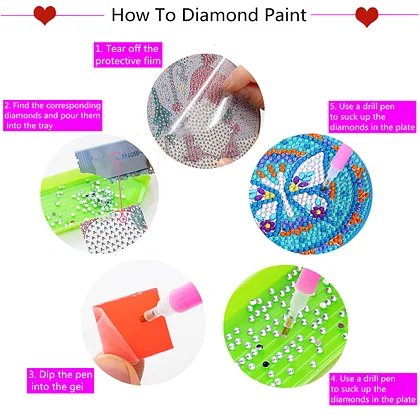 DIY Diamond Painting Coasters Kit Diamonds Cup Mat Ornament 8/10pcs Crystal  Drink Coasters Small Diamond Painting Craft Supplies