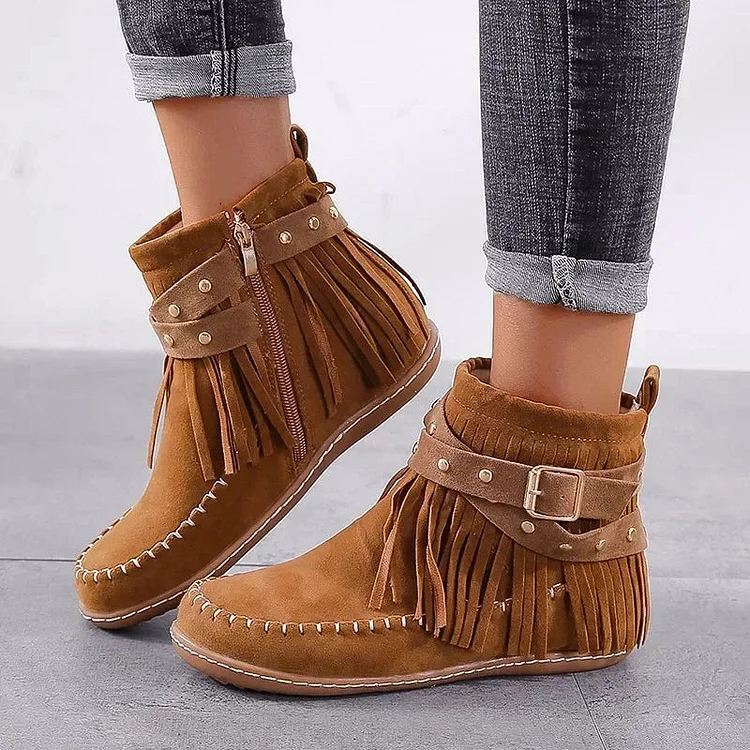 Fringe Moccasin Bootie Radinnoo.com