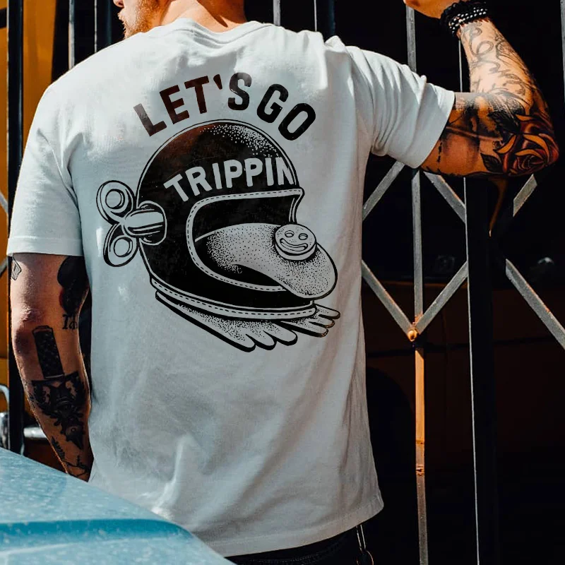 LET'S GO TRIPPIN printed T-shirt designer -  