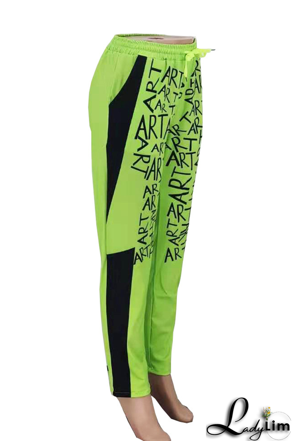 Green Casual Print Patchwork Harlan Mid Waist Harlan Full Print Bottoms