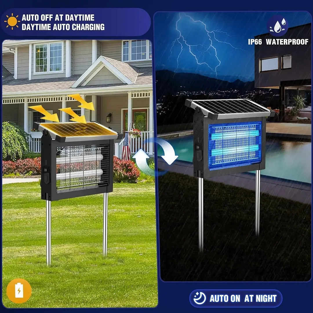 SolarZap Pro &ndash; Solar-Powered Waterproof Bug Zapper for Outdoor Mosquito & Insect Control