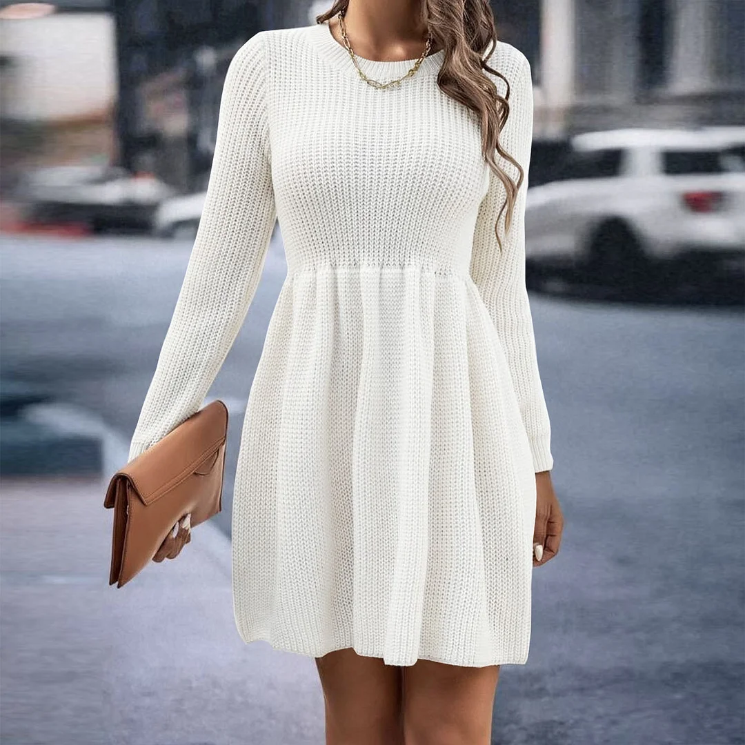 Uveng Autumn And Winter Explosion Of Women's Pure Color Doll Sweater Dress Women