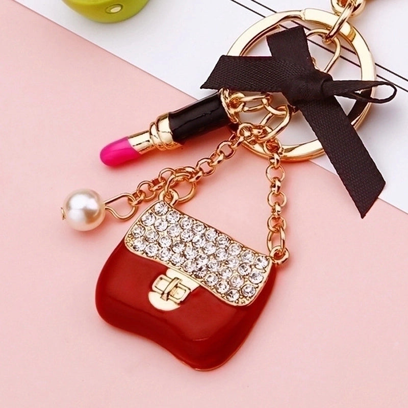 Elegant Korean Style Bag Metal Inlay Rhinestones Women’s Bag Pendant Keychain