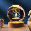 3D Galaxy Crystal Ball Children Night Light with Color LED Light Base Decoration Creative Gift Christmas Birthday Classmate Luminous Crystal Ball