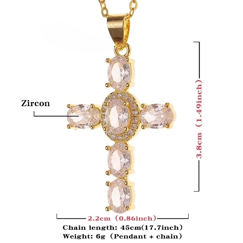 Classic Style Cross Titanium Steel Plating Inlay Rhinestones Zircon Gold Plated Silver Plated Pendant Necklace