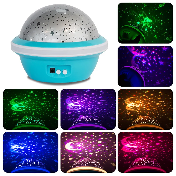 Blue/Pink/Purple/Green Flying Saucer Stars Projector Lamp