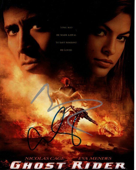 EVA MENDES & NICOLAS NIC CAGE signed autographed 8x10 GHOST RIDER Photo Poster painting