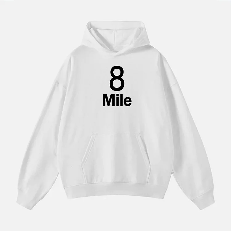 Casual 8 Mile Graphic Fleece-Lined Pocket Hoodie