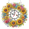 (US Only)2D Flat DIY Sunflower Wreath 5D Diamond Hanging Clock Art Craft for Home