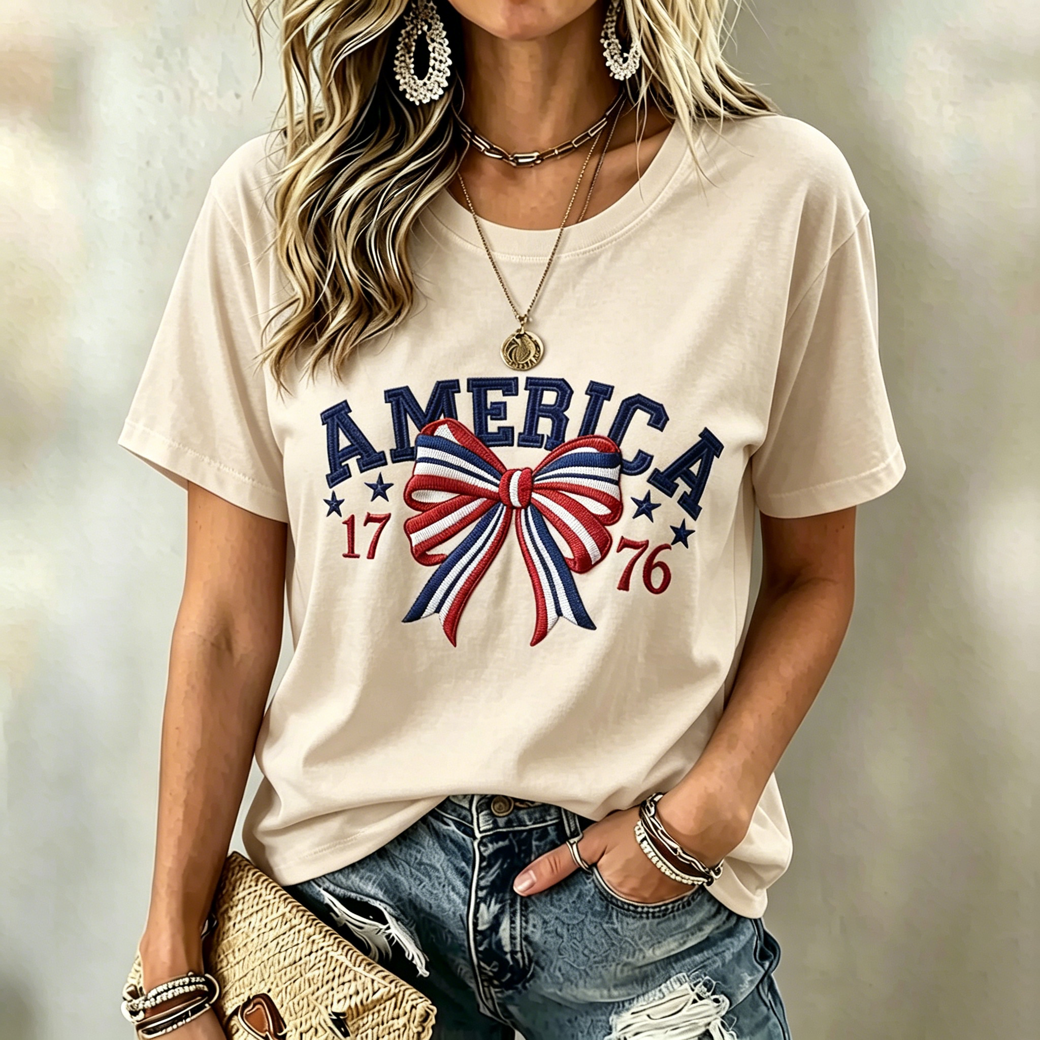  Women's Vintage Flag Art Print Tshirt Westsshops