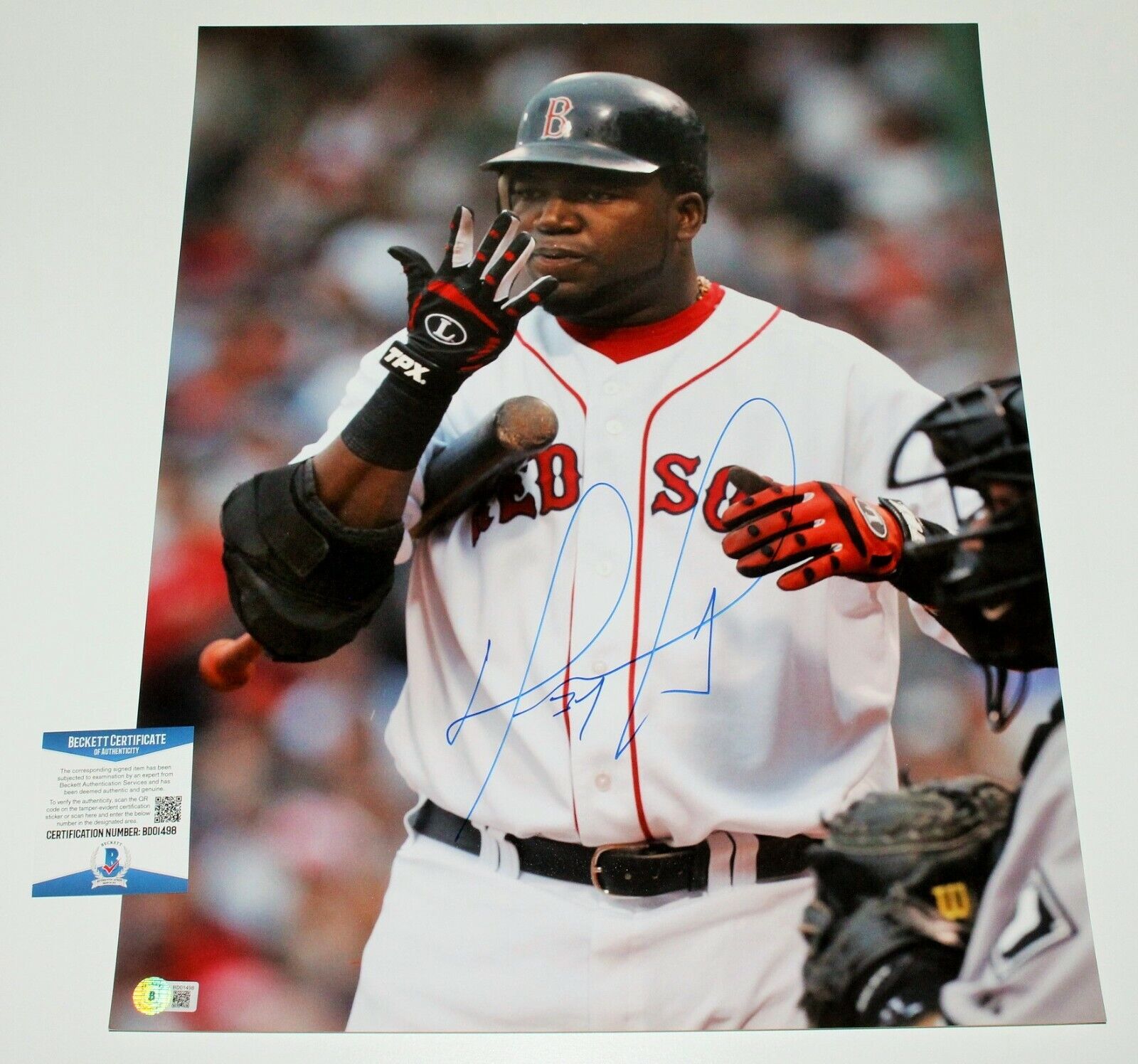 DAVID ORTIZ BOSTON RED SOX SIGNED 16x20 Photo Poster painting BECKETT COA BIG PAPI WORLD SERIES