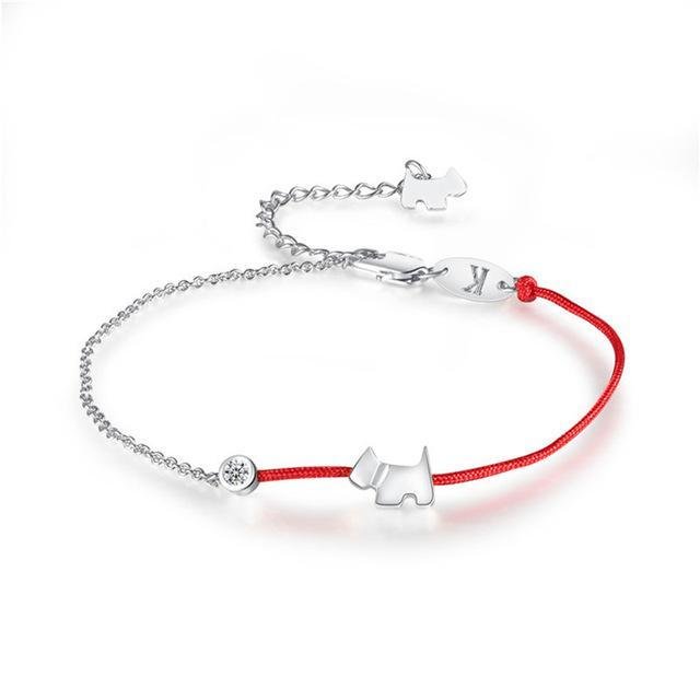 Red Rope Bracelet and Dog Charm