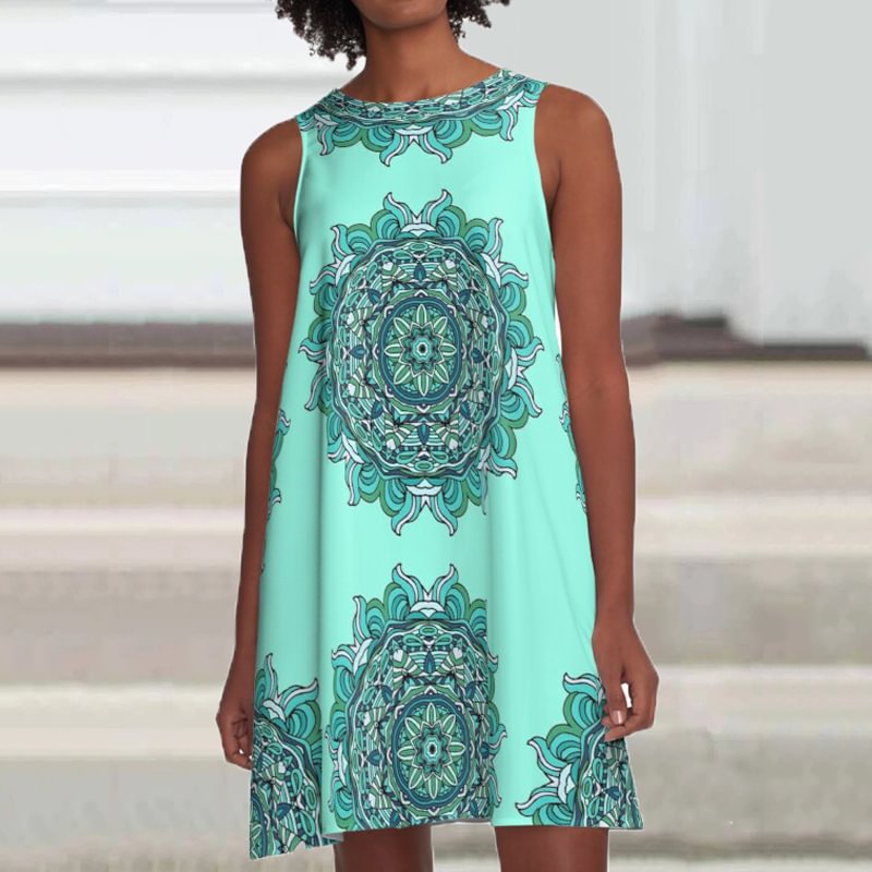 Loose Tribal Print Sleeveless Mini Dress