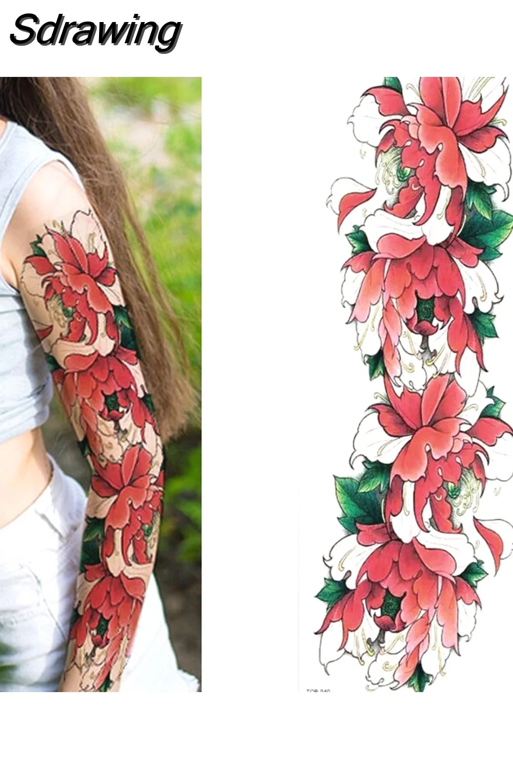 Sdrawing Sheets Full Arm Leg Extra Large Temporary Tattoos, Body Art For Men And Women - Wolf,Tiger,Bear,Warrior,Tribal Symbol 405-1