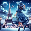 【Limited Stock Sale】Eiffel Tower And Girl In Blue Dress-11CT Stamped Cross Stitch 50*50cm/19.69*19.69in tapestrymarket