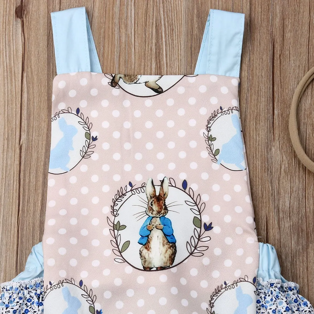 2019 Baby Summer Clothing Newborn Infant Baby Girl Boy Bunny Bodysuit Sleeveless Cartoon Jumpsuit+Headband 2Pcs Clothes Outfit