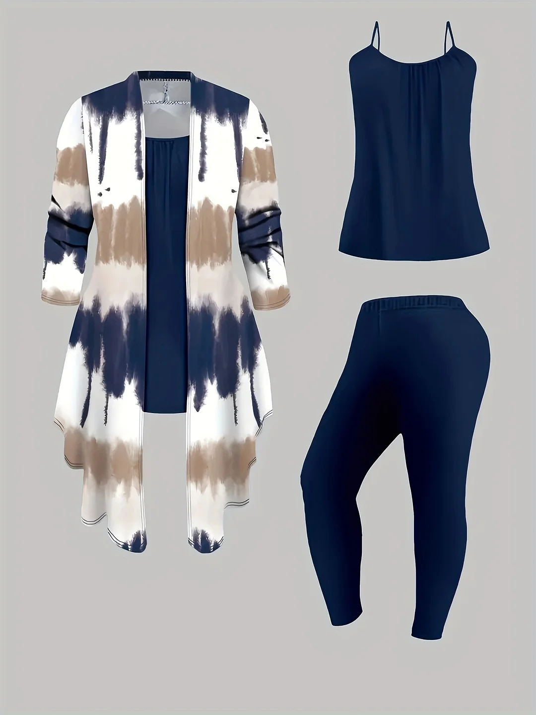 3pcs Women's Fashion Set, New 2025 Sleeveless Halter Top, Leggings And Casual Patchwork Knitwear, Suitable For Vacation, All Season Comfort | IFYHOME