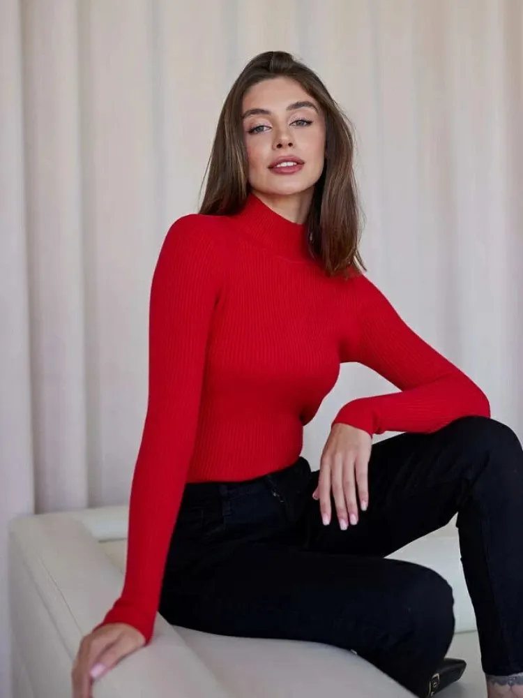 Churchf Churchf Color Half Turtleneck Sweater 2024 Autumn And Winter Female (24 Color Spot) Slim Knit Bottom Shirt