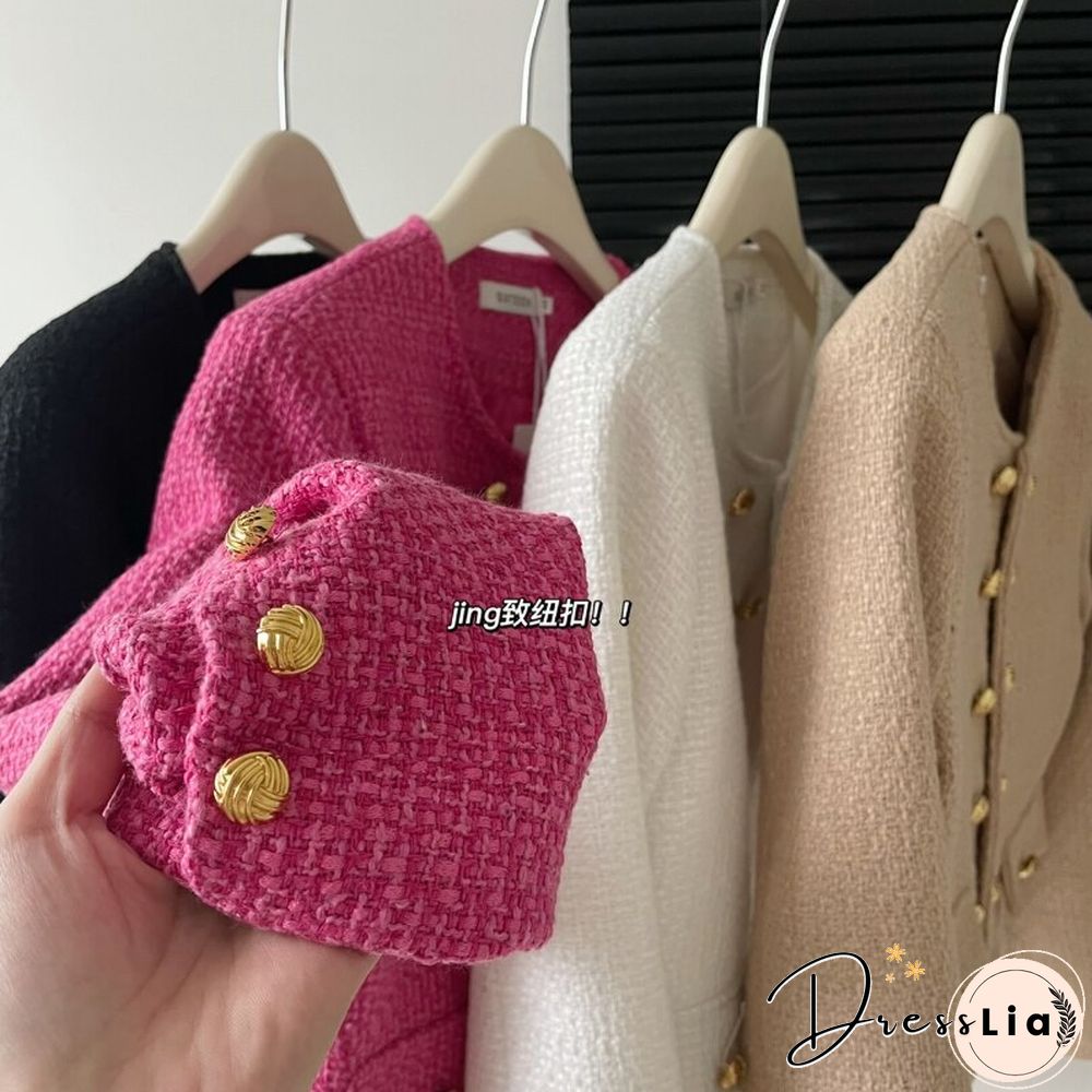 Double-breasted Gold Buckle Coats Women Fall Korean Fashion Temperament Jackets Female Elegant Outwear Mujer