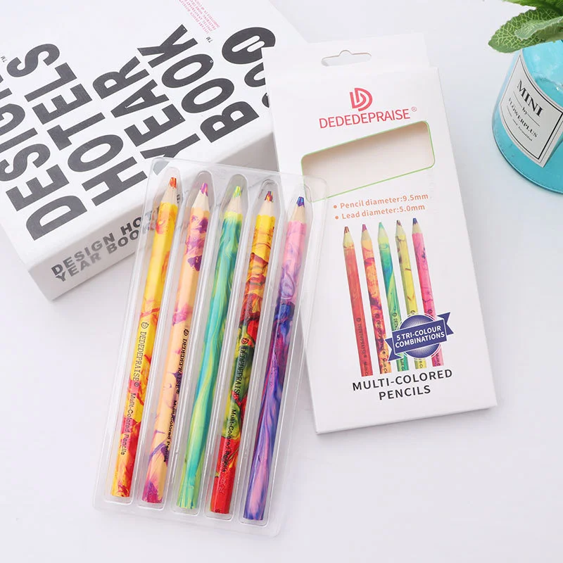 A multicolor rainbow pencil Gradually changed color pencil Mixed core hand-painted creative gift doodle diy