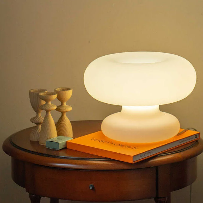 Danish Milk White Mushroom 1-Light Table Lamp socialshop