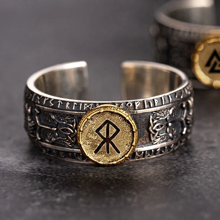 Coutureaura 925 Sterling Silver Dragon Runes Open Ring