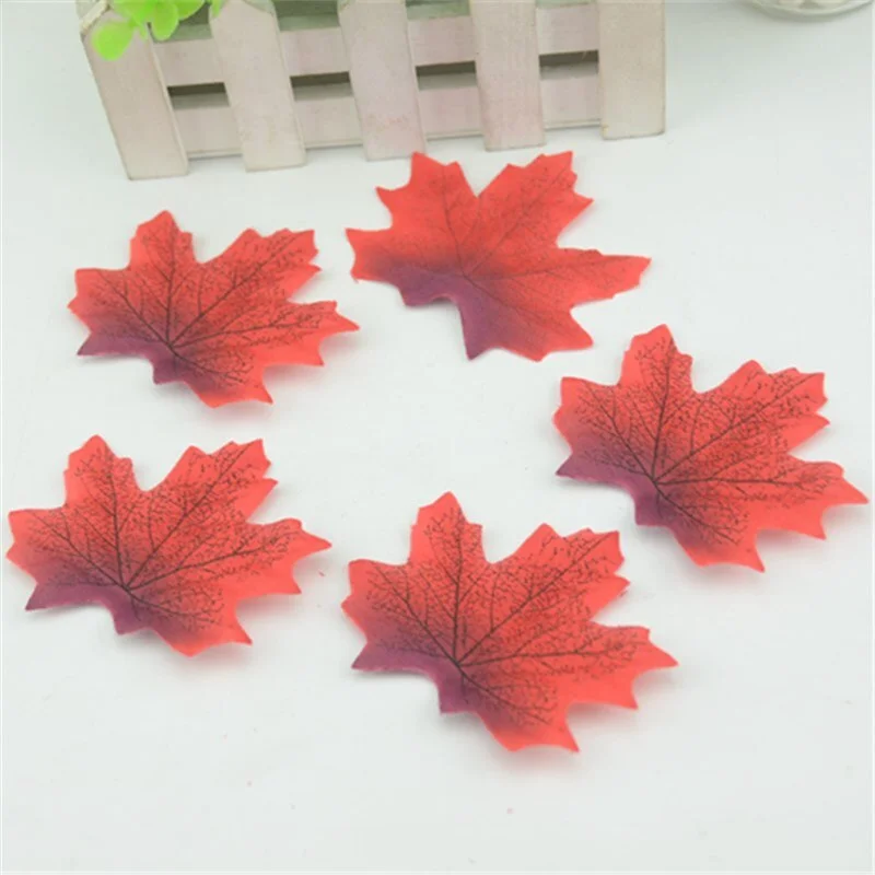 100pcs Artificial Silk Maple Leaves Multicolor Fake Flower Leaf For Wedding Decoration Background Scrapbooking Handcraft accesso