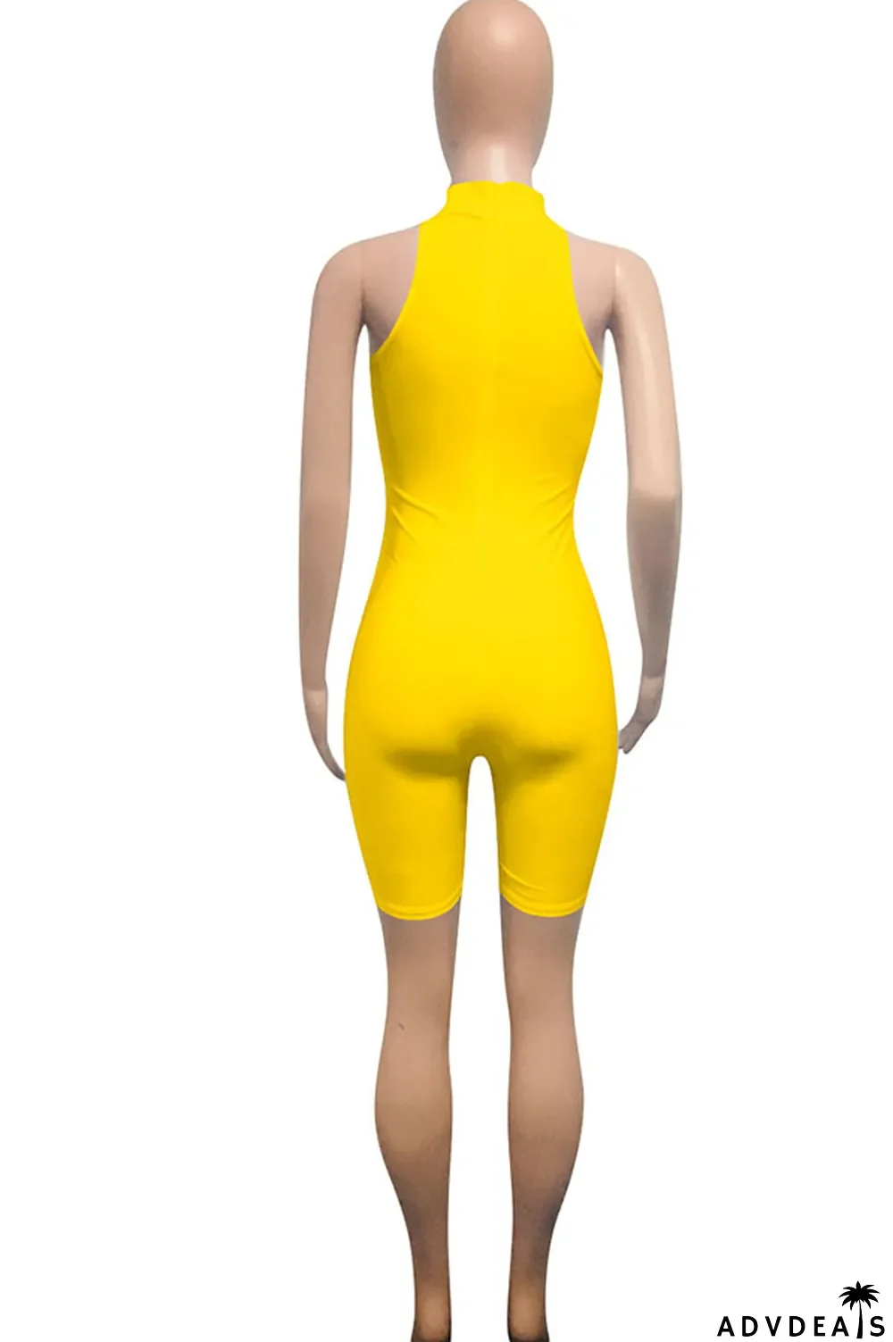 Grey Fashion street Solid Milk. Sleeveless O Neck Jumpsuits