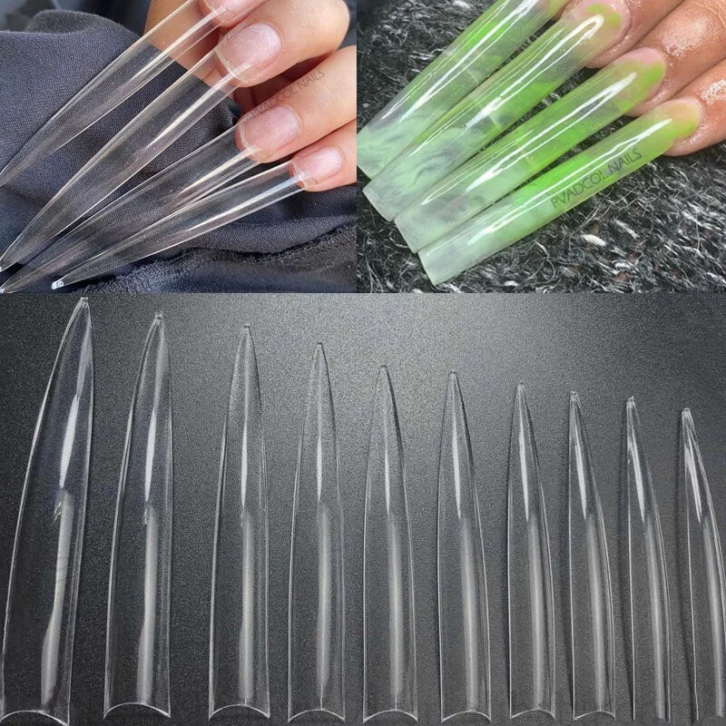 Extra Long Easy Coffin Stiletto False Nail Tips Acrylic Gel Half Cover Tip Nails Manicure Tool-Nail Inspo