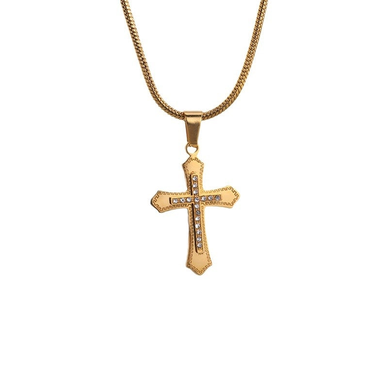 Hip-Hop Streetwear Cross Titanium Steel Pendant Necklace