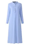 Slit Long Sleeve Casual Linen Shirt Maxi Dresses