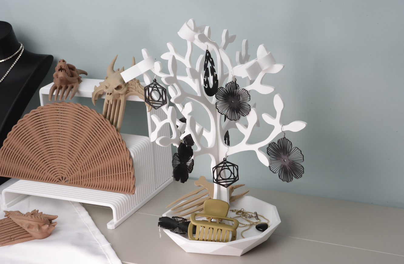 树形3D打印耳环珠宝收纳器：展示如何通过3D打印创造兼具功能性与时尚感的配饰存储方案