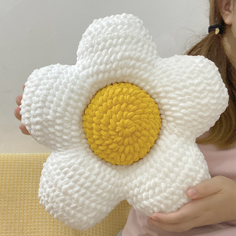 DIY Crochet Pillow Kit: Floral Cushion Set with Chunky Yarn