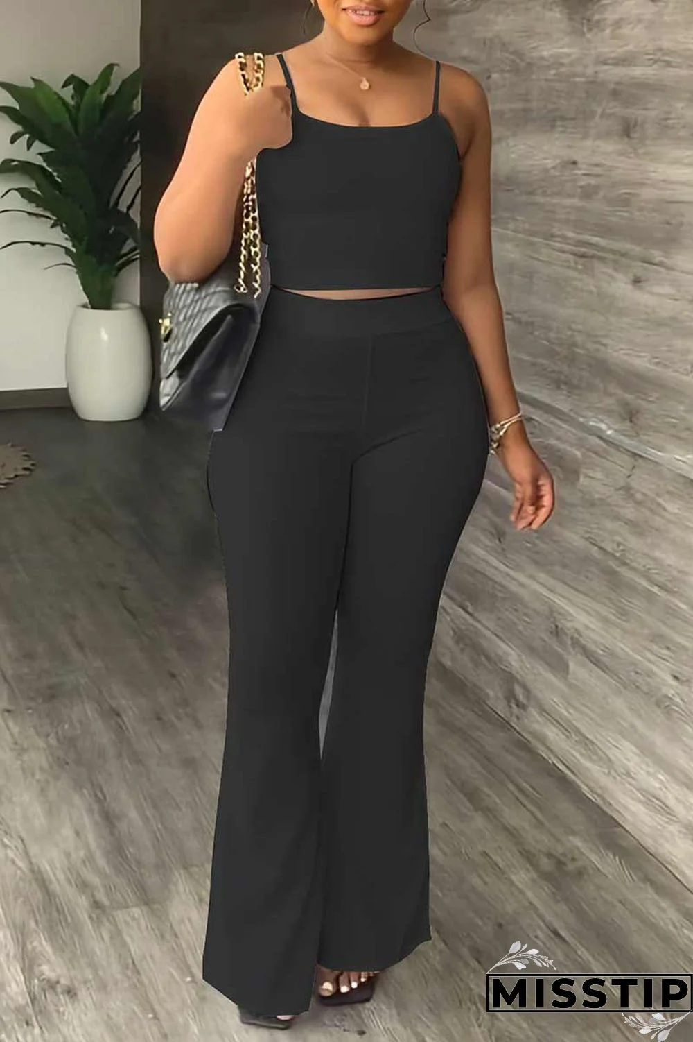 White Casual Solid Patchwork Spaghetti Strap Sleeveless Two Pieces