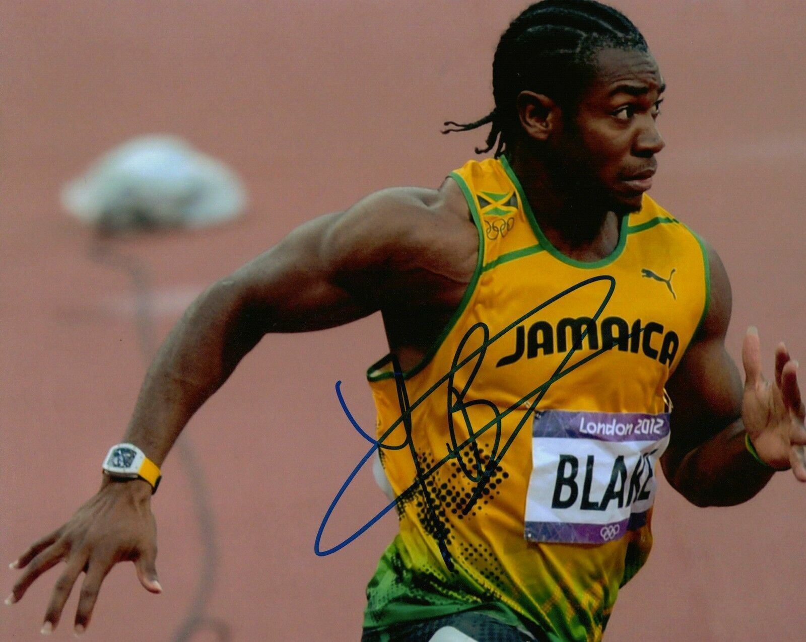 Yohan Blake Genuine Hand Signed 12X8 Photo Poster painting London 2012