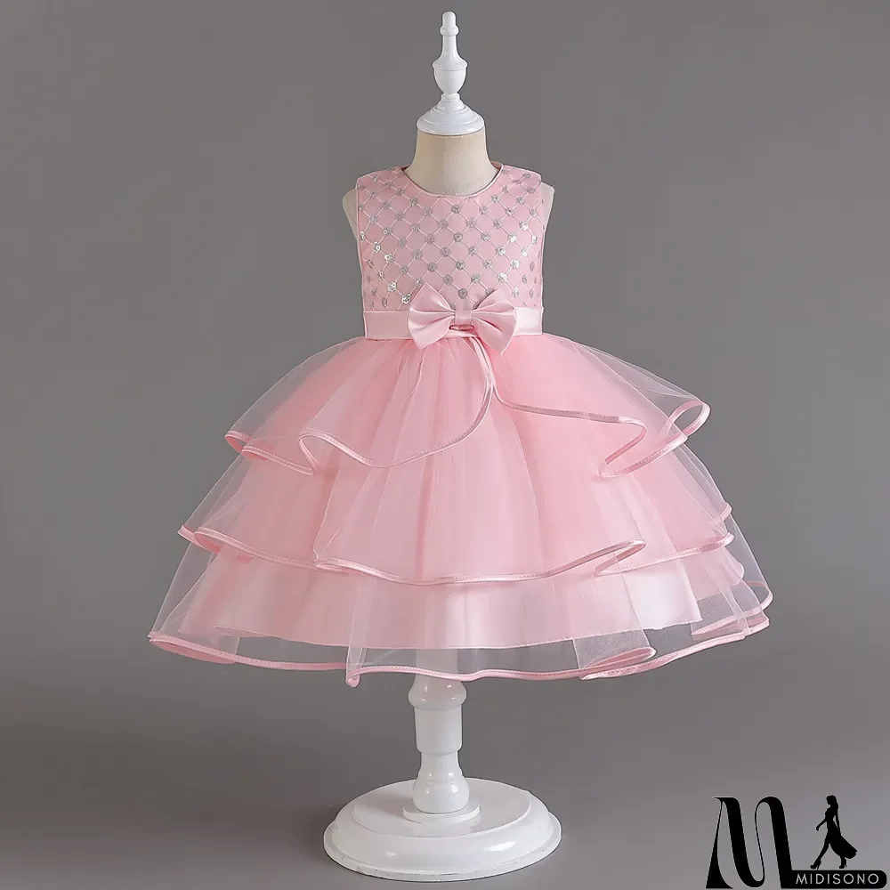 MidiSono - Girls' one-year-old dress skirt flower girl girl high-end princess birthday dress