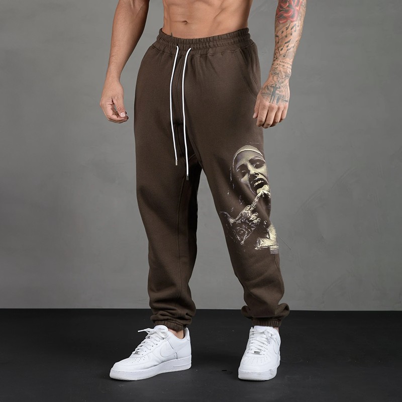 Nun with Crucifix Graphic Dark Style GRAPHIC PRINT JOGGERS