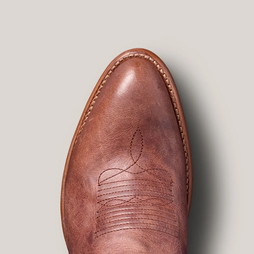 Closed Toe Stitching Pull Tab Cowboy Boots for Women in Brown