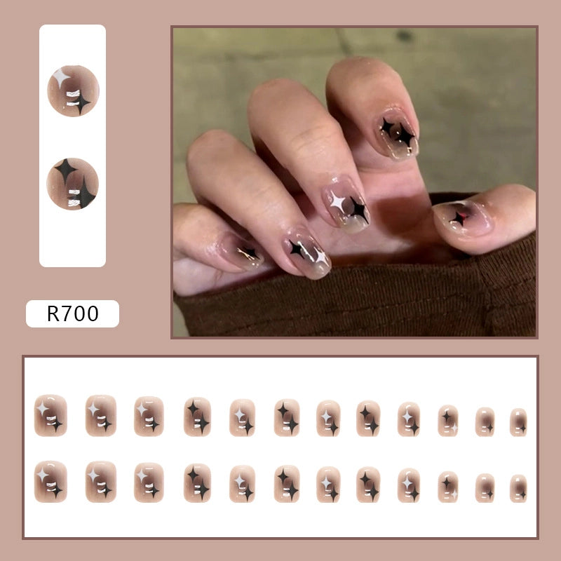 Simple And Cute Classic Style Autumn And Winter Wear Armor Cheap Hot Sale Nail Sticker Caramel Amber Finished Product Fake Nails
