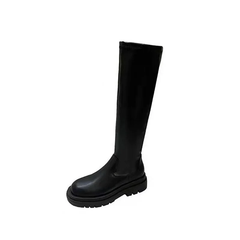 Qengg MCCKLE Women Over The Knee Boots Pu Leather Ladies Autumn Platform Shoes Female New Fashion Non Slip Footwear Woman Long Boots