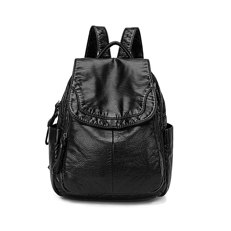 Motaora Women's Backpack White Washed Leather Backpack Female Small School Bags For Teenage Girls All-match Casual Travel Bag