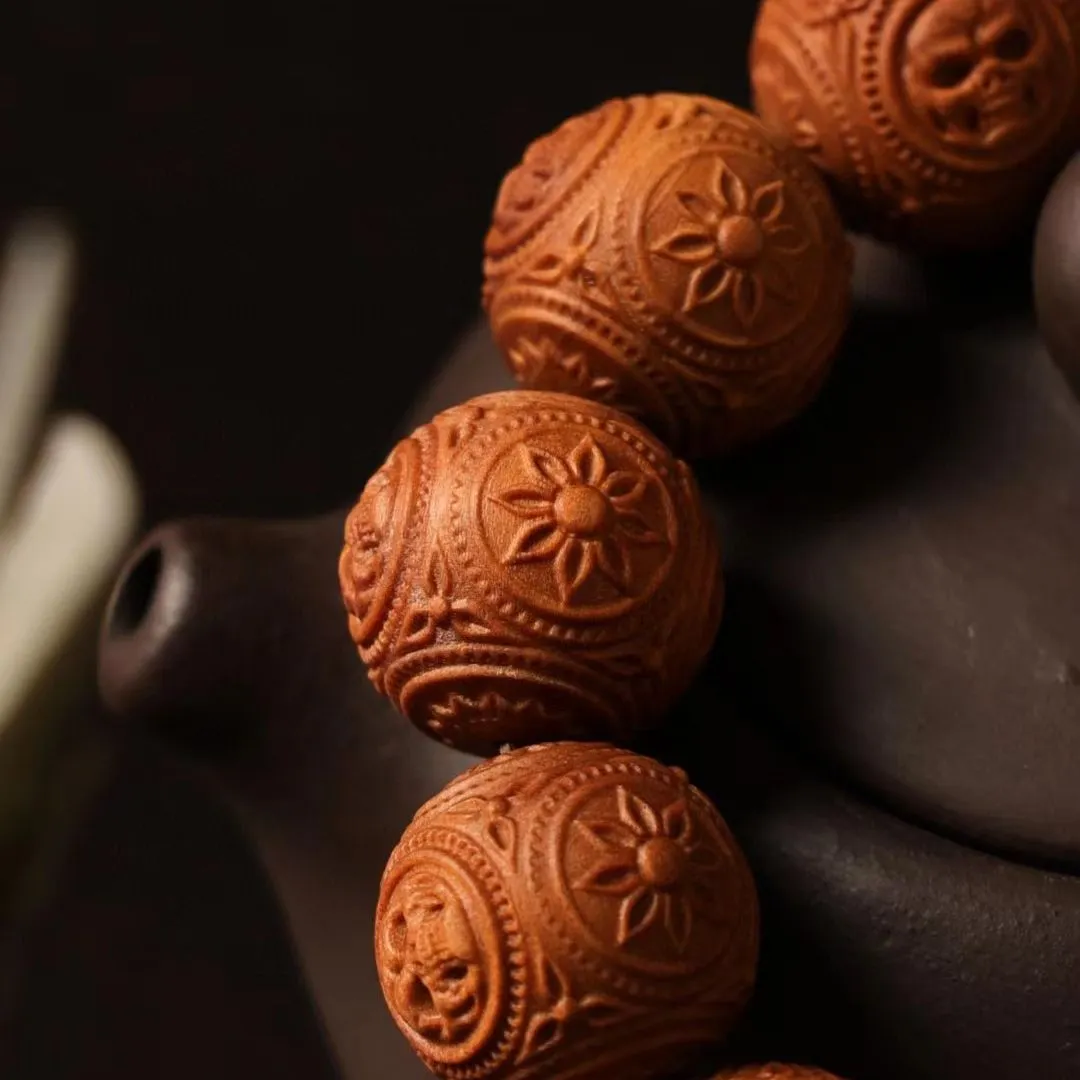 Skull Beads Laoshan Sandalwood 18mm 20mm Beads Bracelet