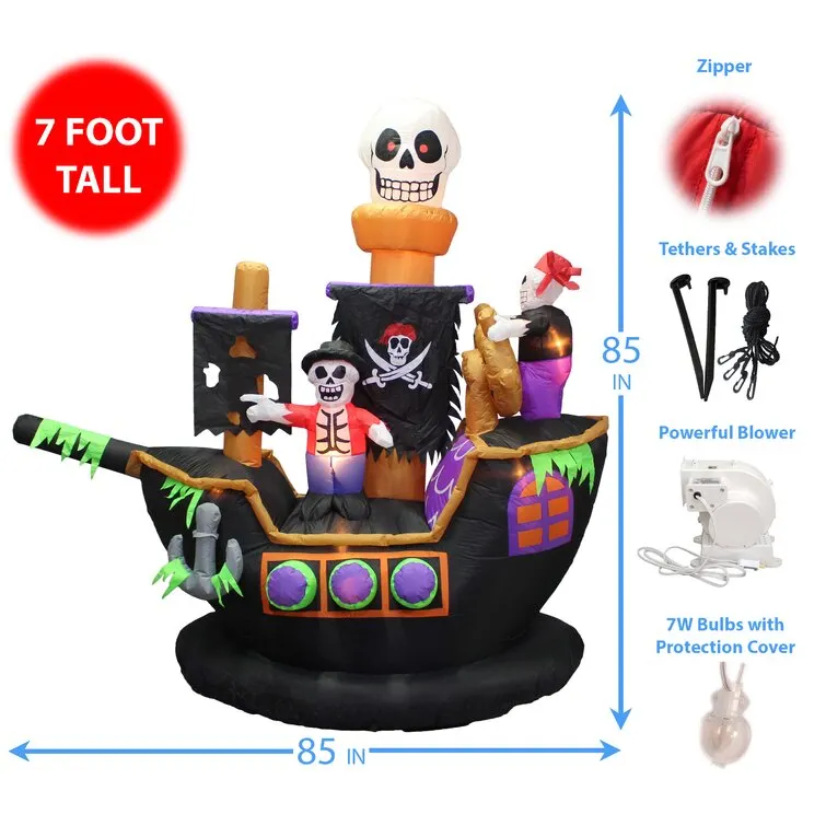 Inflatable Skeletons & Ghosts on Pirate Ship Decoration