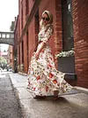 Floral-Print Puff Sleeves Bohemia Maxi Dress
