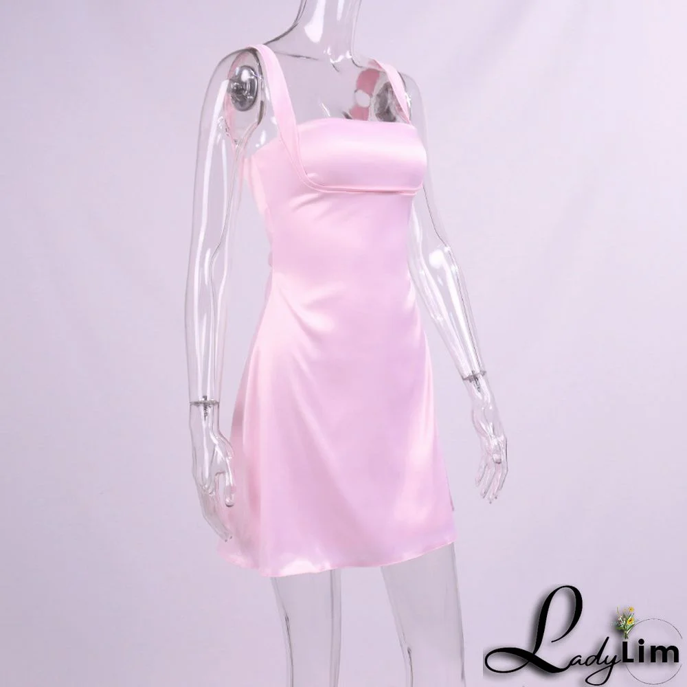 Women's Fall Satina Sexy Strap Mini Dress