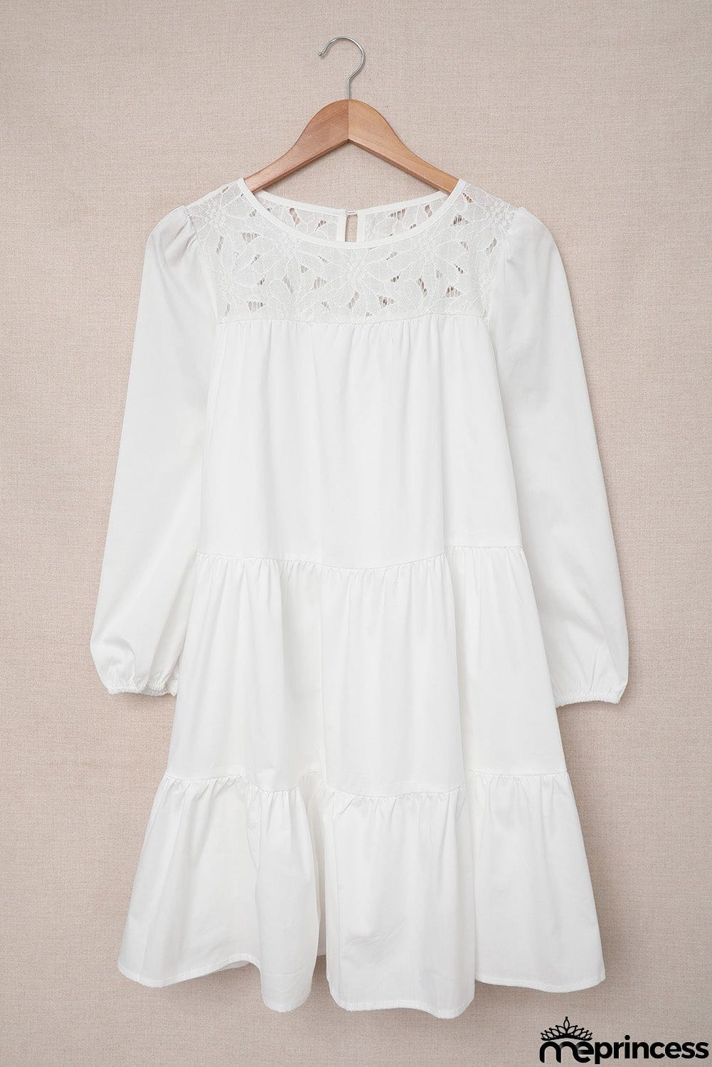 Cute Lace Yoke Mini Dress