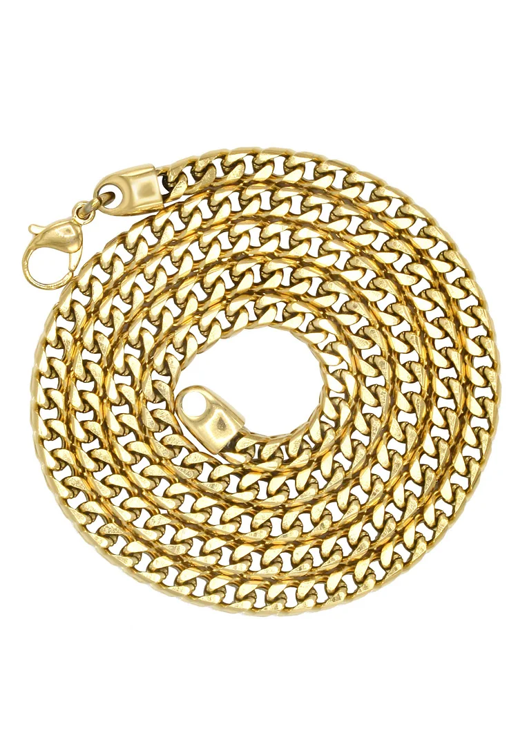 3/6MM 14K Gold Plated Mens Chain Hiphop Jewelry Solid Franco Chain-VESSFUL